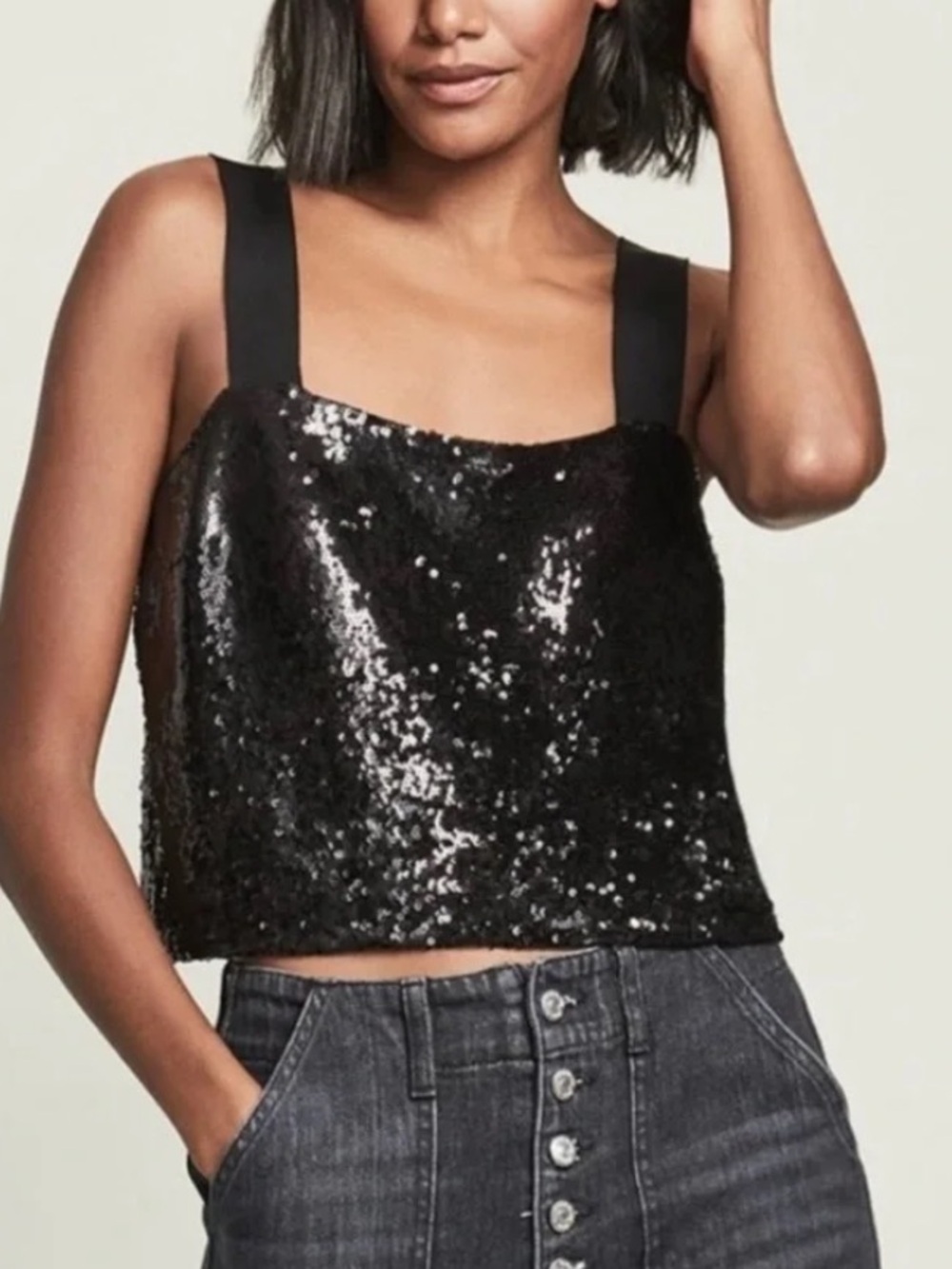 Veronica Beard Adi Sequin Black Tank Boxy Size 8